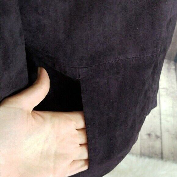 Eileen Fisher Italian Suede Open Front Jacket in Eggplant Purple Women's XS - Picture 3 of 6